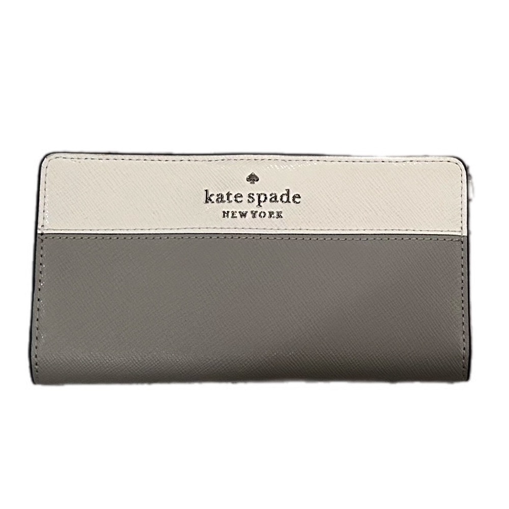 Kate Spade Slim Bifold Leather Wallet Large‎ Nimbus Grey